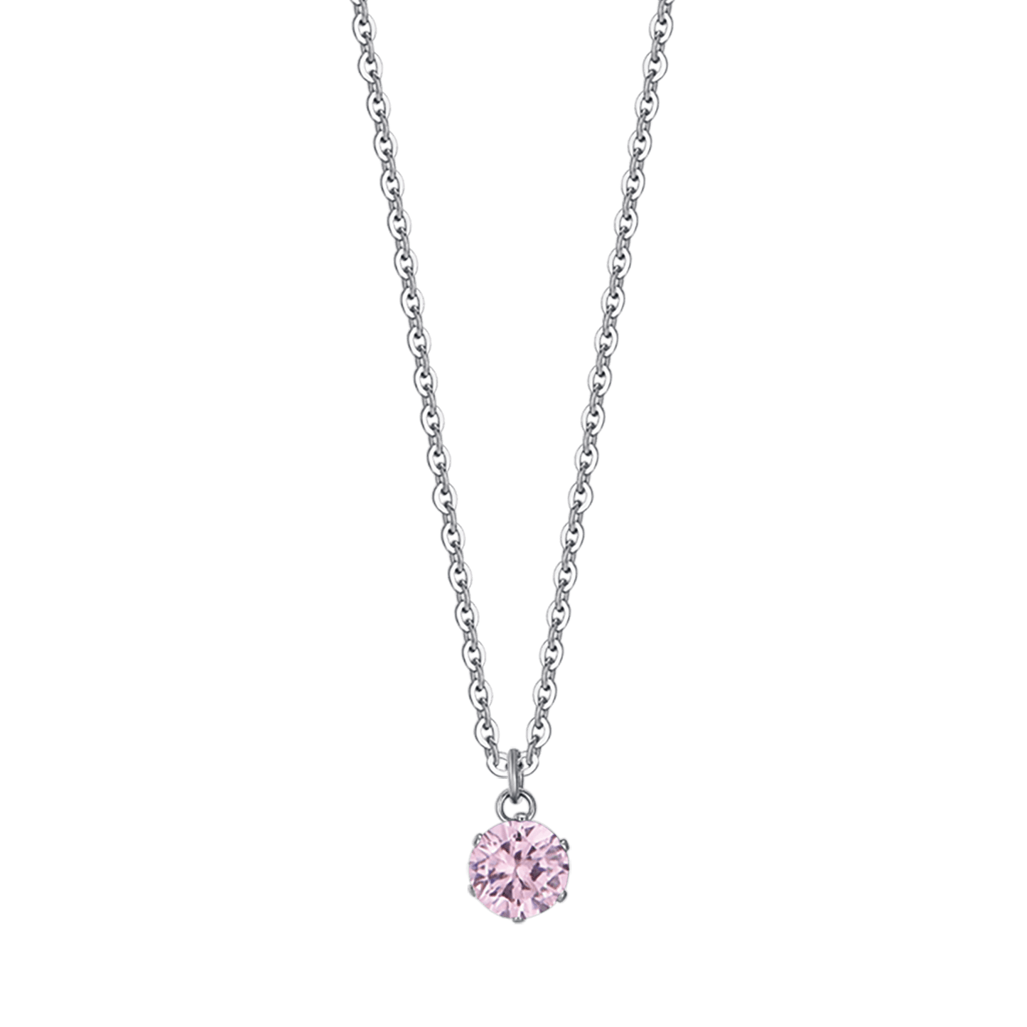 COLLAR DE ACERO PARA MUJER CON CRISTAL ROSA