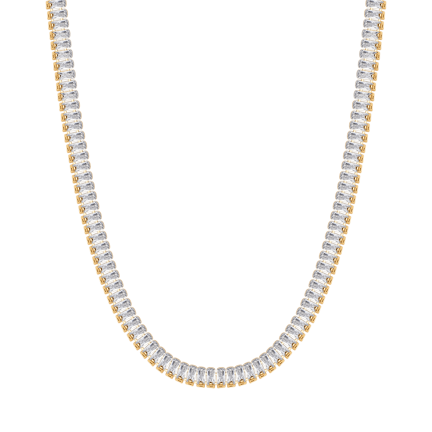 COLLAR DE ACERO PARA MUJERES CON CRISTALES BAGUETTE BLANCOS
