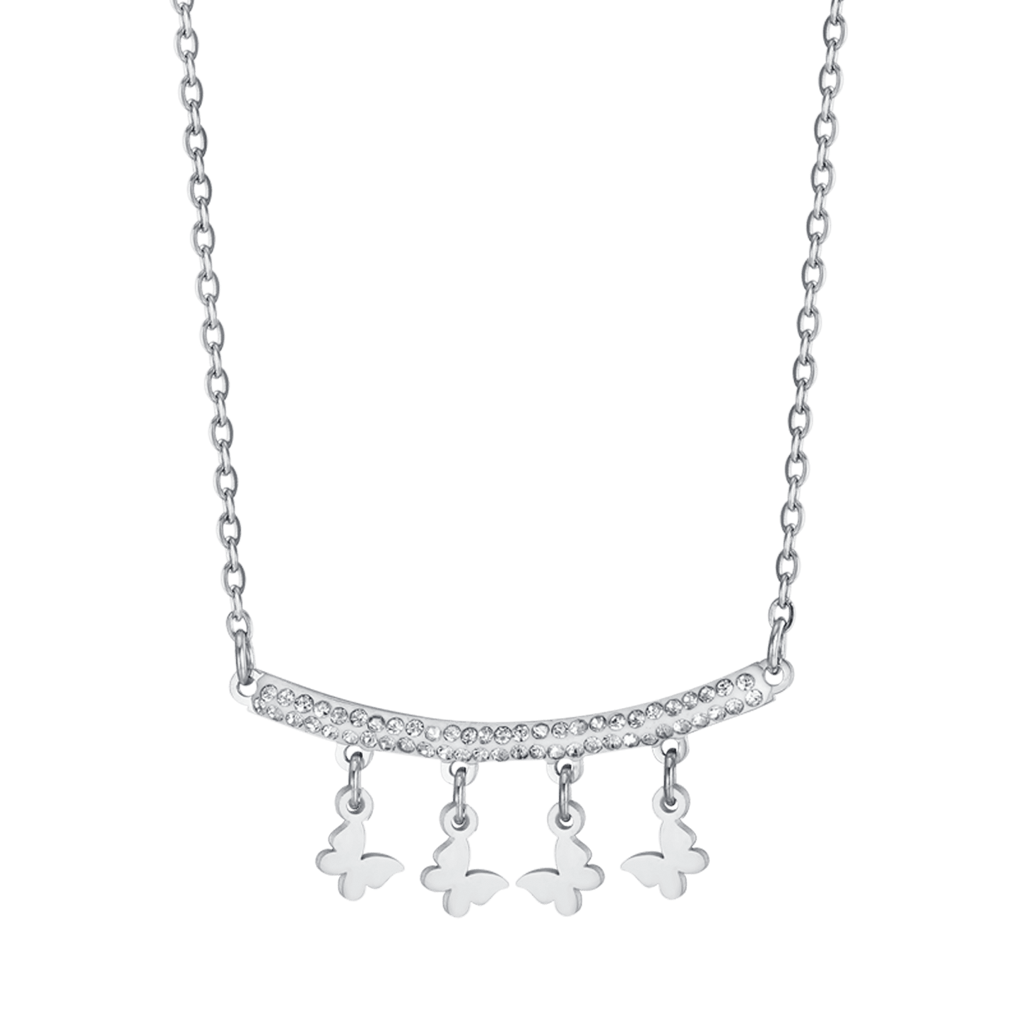 COLLAR DE ACERO PARA MUJER CON COLGANTES DE MARIPOSA