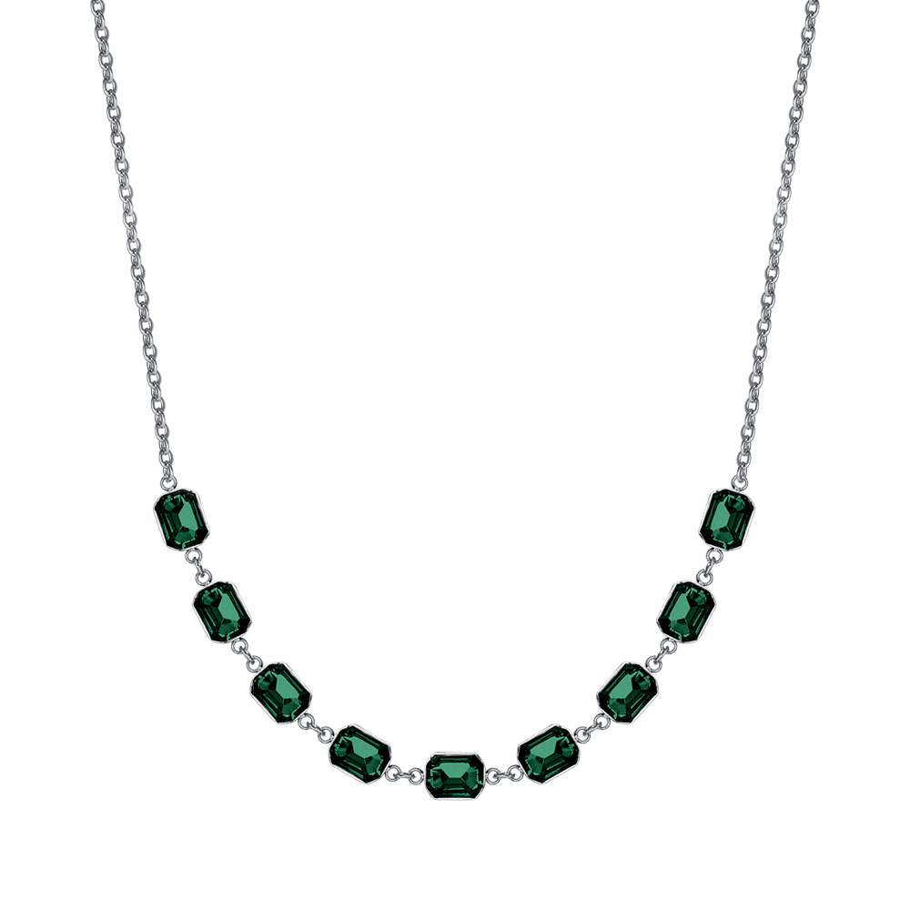 COLLAR DE ACERO PARA MUJER CON CRISTALES VERDES