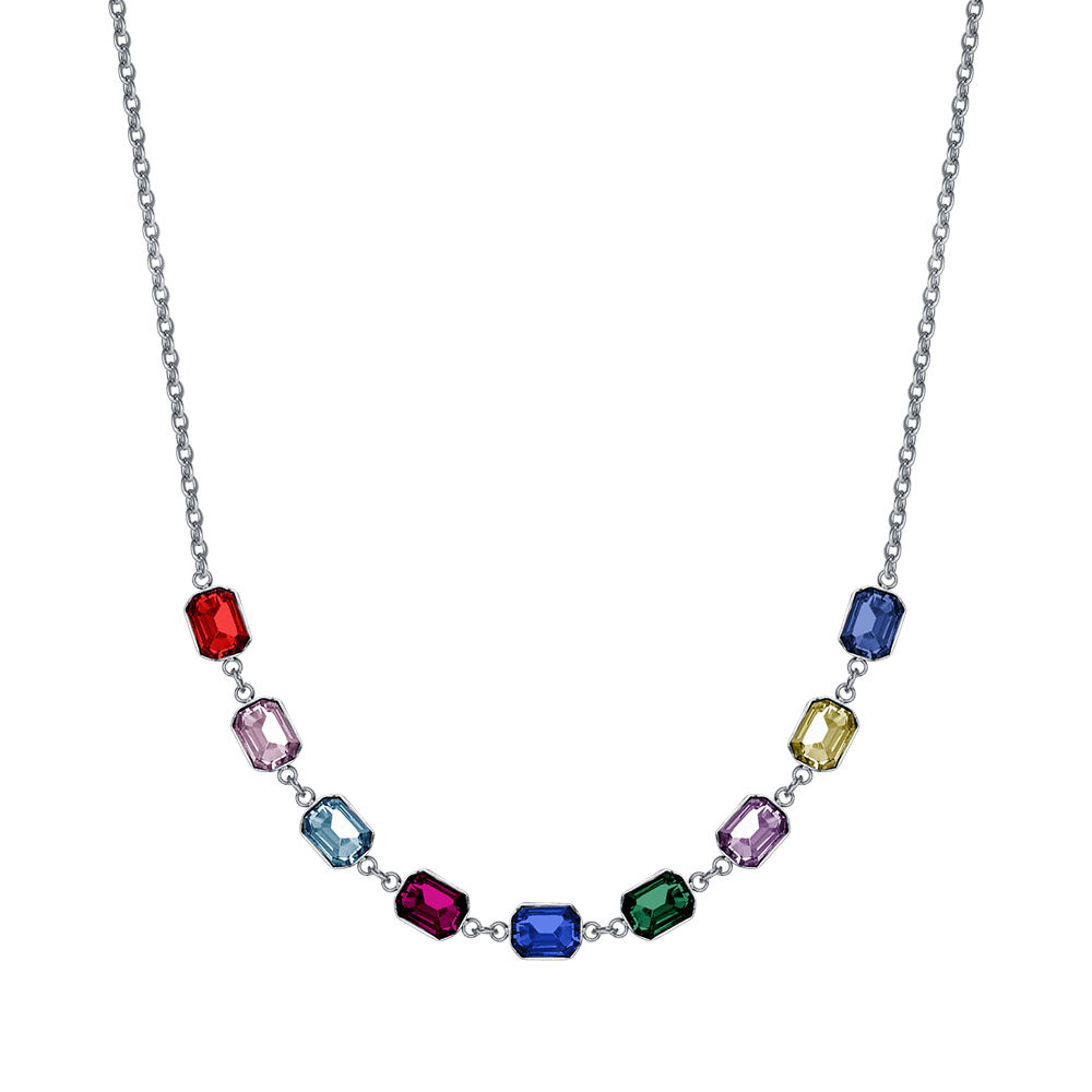 COLLAR DE ACERO PARA MUJER CON CRISTALES MULTICOLORES