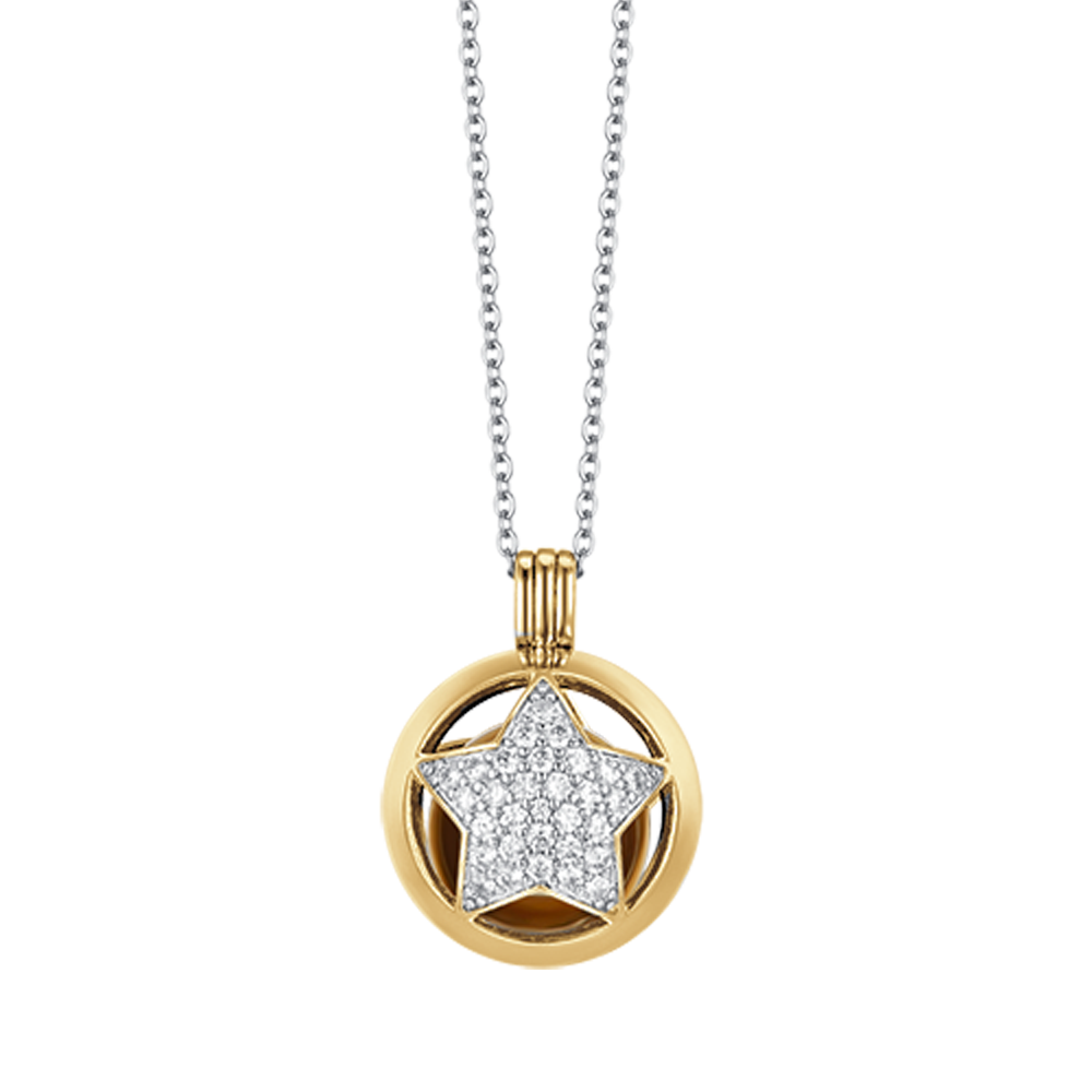 COLLAR LLAMADA DE ANGEL ESTRELLA DE ACERO CON CRISTALES BLANCOS