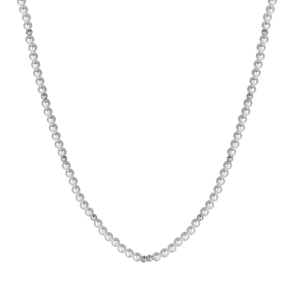 COLLAR DE ACERO PARA MUJER CON PERLAS Y ELEMENTOS DE ACERO