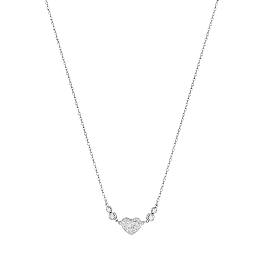 COLLAR DE ACERO PARA MUJER CON CORAZÓN Y CRISTALES BLANCOS
