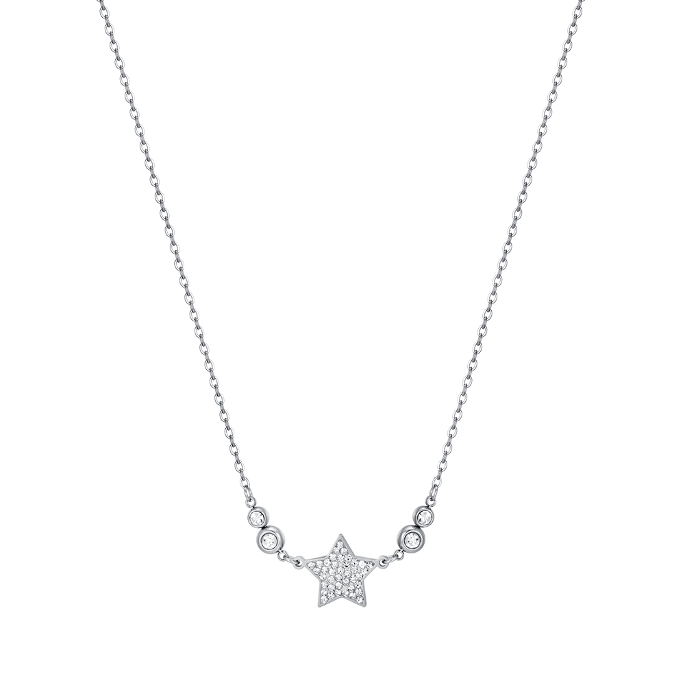 COLLAR DE ESTRELLAS DE ACERO PARA MUJER CON CRISTALES BLANCOS