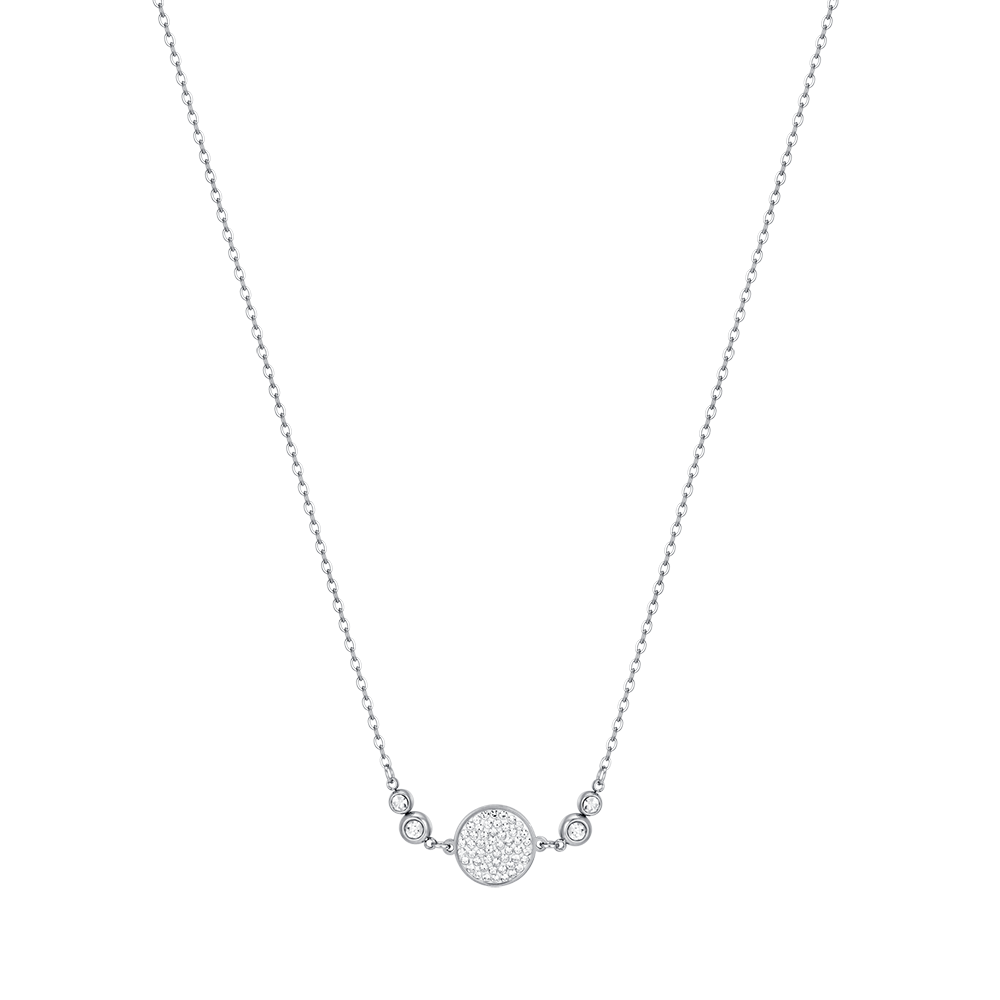 COLLAR DE ACERO PARA MUJER CON ELEMENTO DE CRISTAL BLANCO