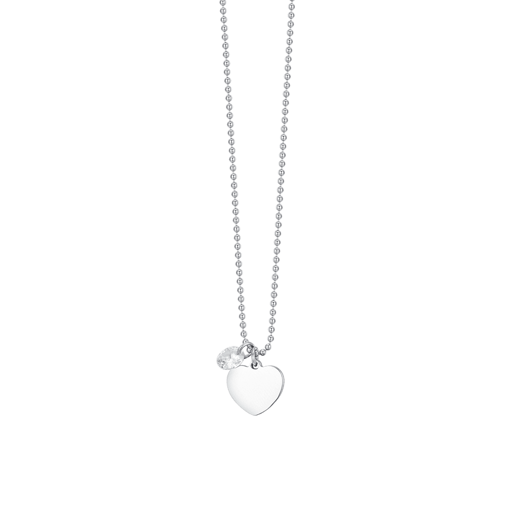 COLLAR DE ACERO PARA MUJER CON CORAZÓN Y CIRCONITA BLANCA