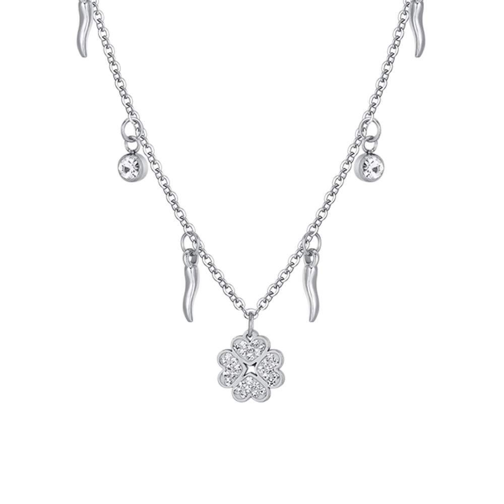 COLLAR FEMENINO DE ACERO DE CUATRO CARAS CON CUERNOS