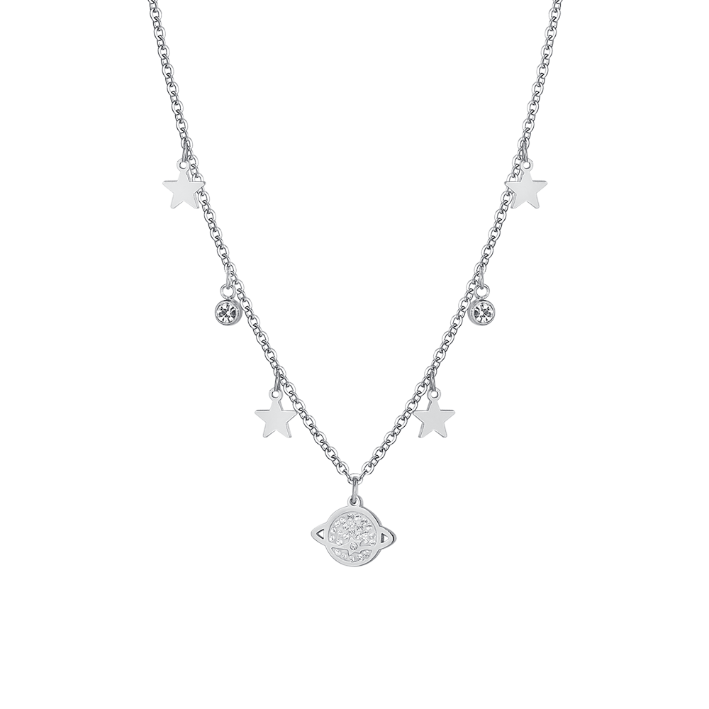 COLLAR DE ACERO PLANETA Y ESTRELLAS