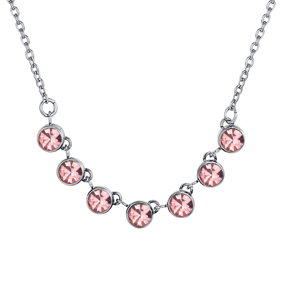 COLLAR DE ACERO CRISTAL ROSA PARA MUJER