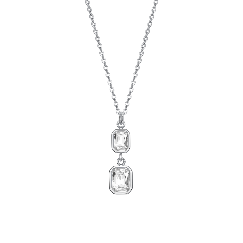 COLLANA DONNA IN ACCIAIO  CON CRISTALLI BIANCHI