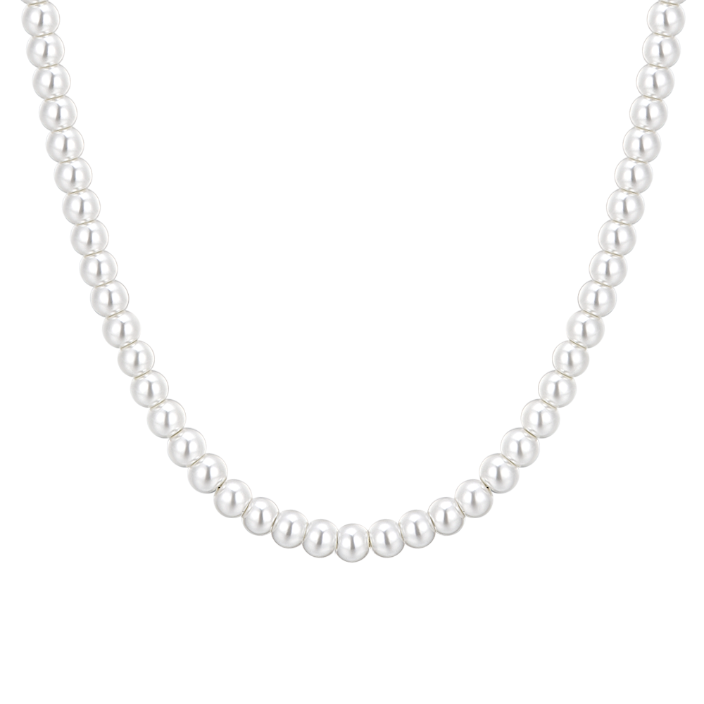 COLLAR DE ACERO PARA MUJER CON PERLAS BLANCAS