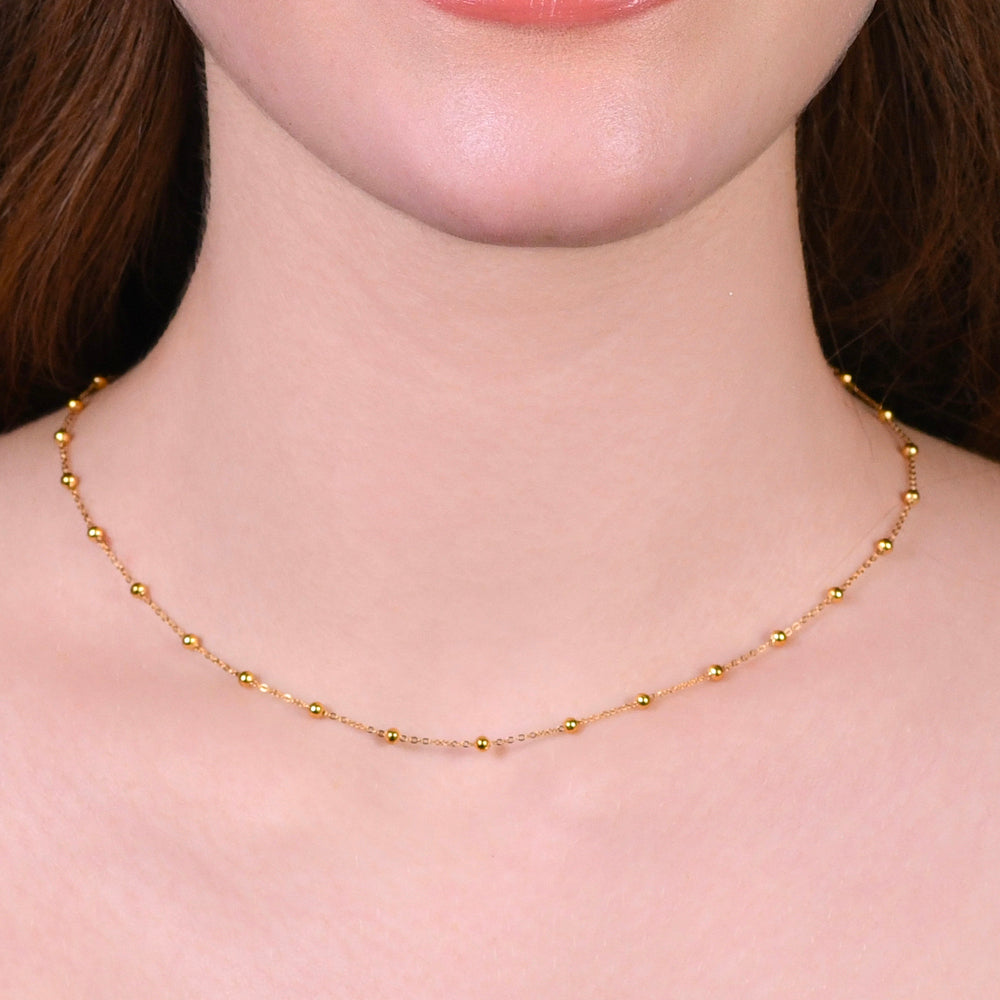 COLLANA DONNA IN ACCIAIO IP GOLD CON SFERE