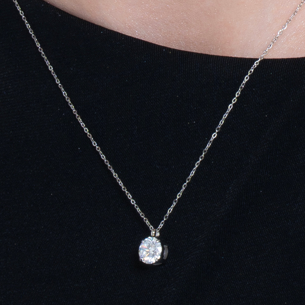 COLLANA DONNA IN ACCIAIO  CON CRISTALLO BIANCO