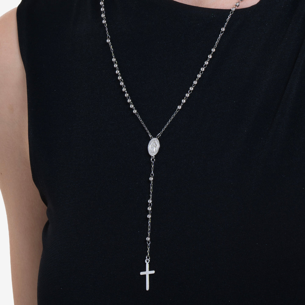 COLLANA DONNA ROSARIO  IN ACCIAIO