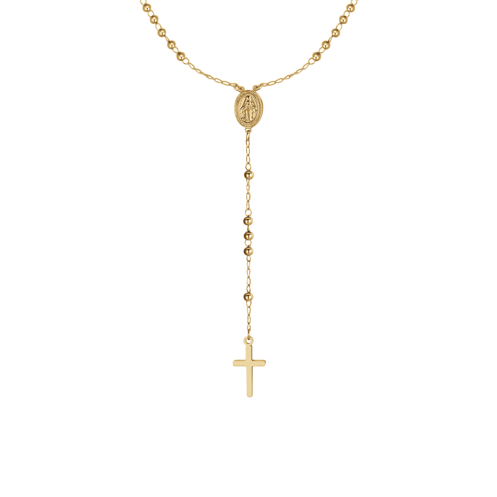 COLLANA DONNA ROSARIO  IN ACCIAIO IP GOLD
