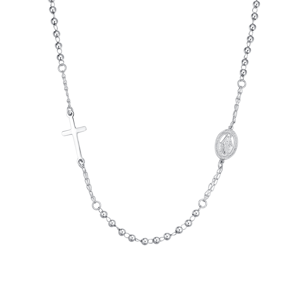 COLLANA DONNA ROSARIO IN ACCIAIO