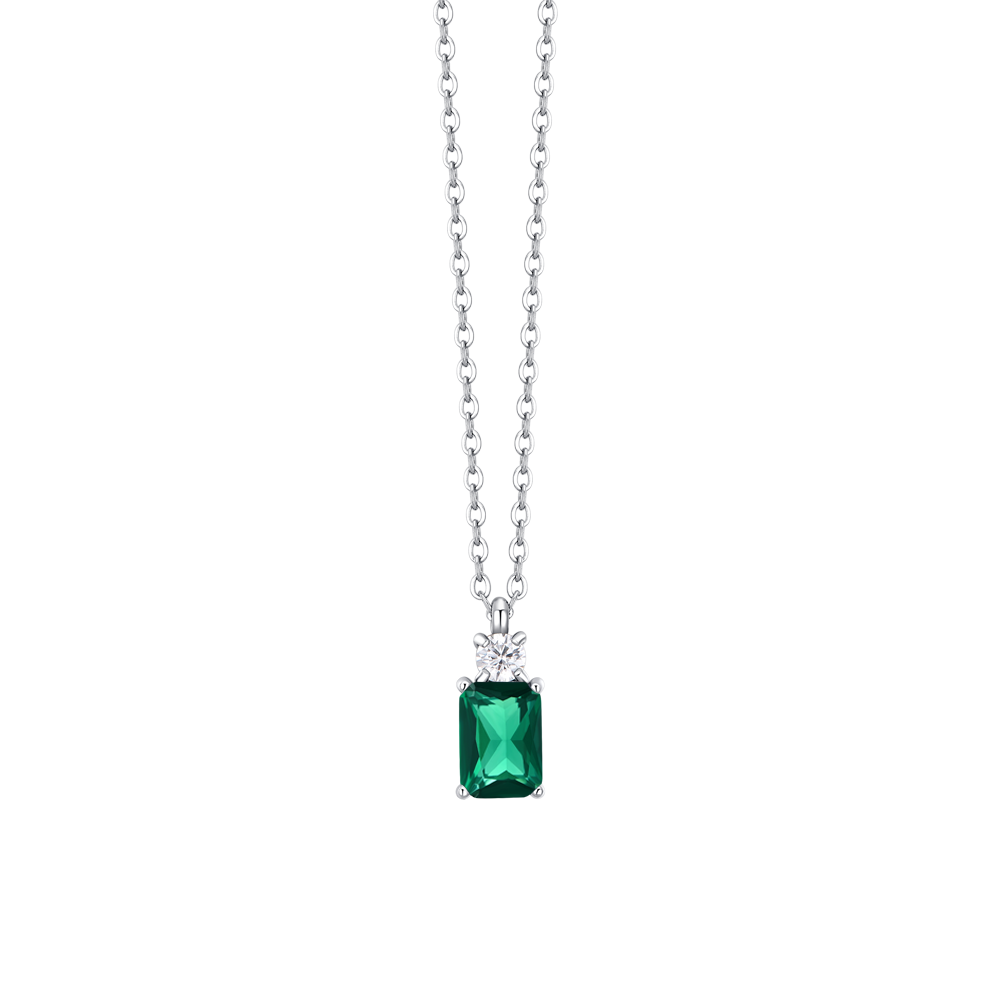 COLLANA DONNA IN ACCIAIO CON ZIRCONI VERDE E BIANCO