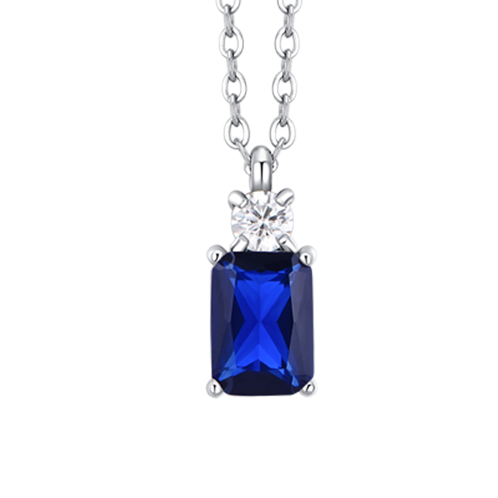 COLLANA DONNA IN ACCIAIO CON ZIRCONI BLU E BIANCO