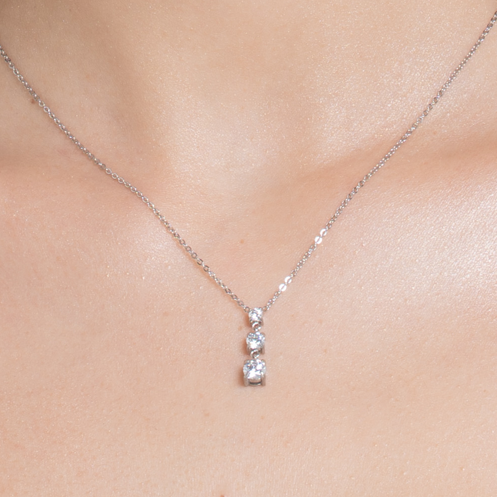 COLLANA DONNA IN ACCIAIO CON ZIRCONI BIANCHI