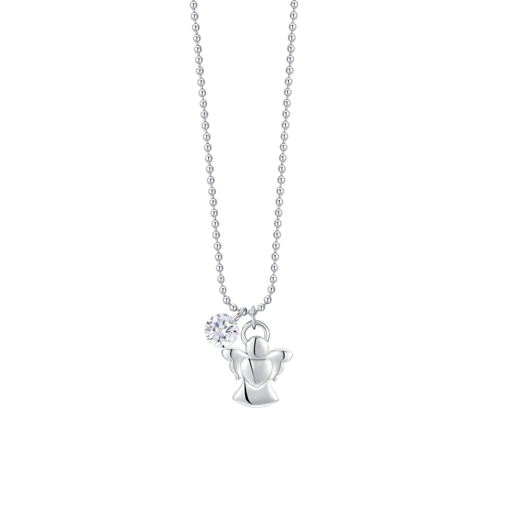COLLANA DONNA IN ACCIAIO CON ANGELO E ZIRCONE BIANCO
