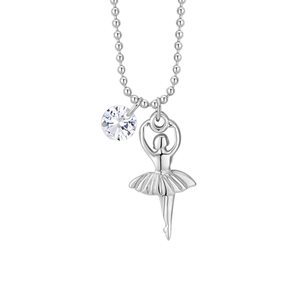 COLLANA DONNA IN ACCIAIO CON BALLERINA E ZIRCONE BIANCO