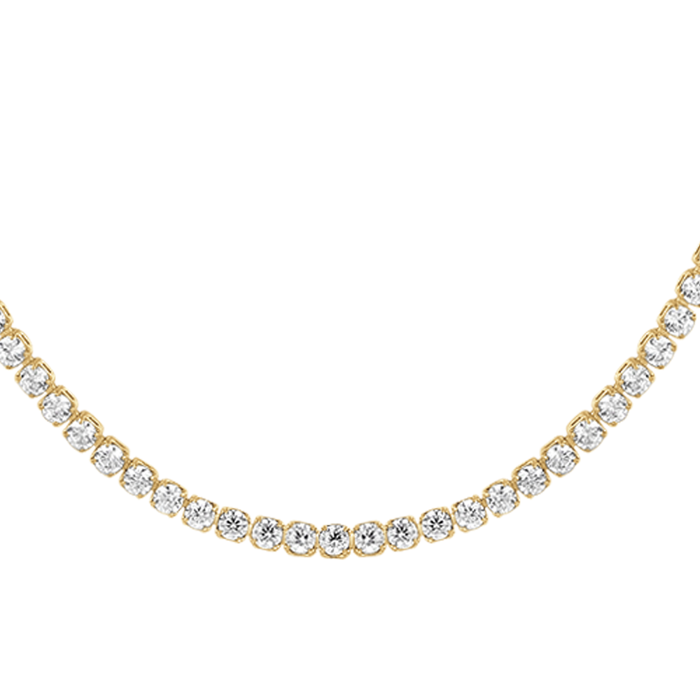 COLLANA TENNIS DONNA IN ACCIAIO CON ZIRCONI BIANCHI COLORE ORO