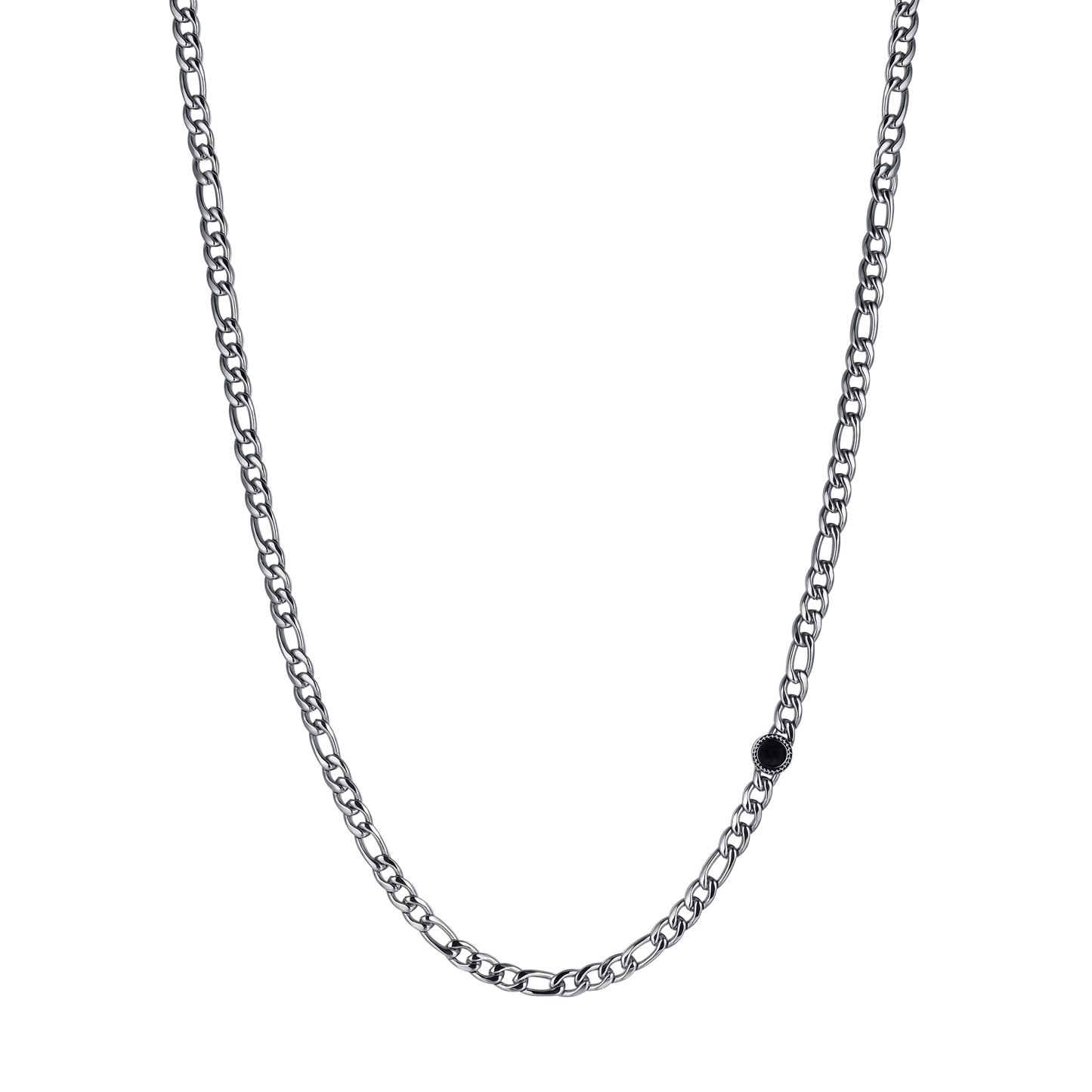 COLLAR DE HOMBRE DE ACERO CON AGATA NEGRA