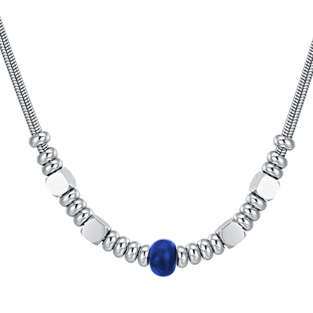COLLAR DE HOMBRE DE ACERO CON PIEDRA AZUL
