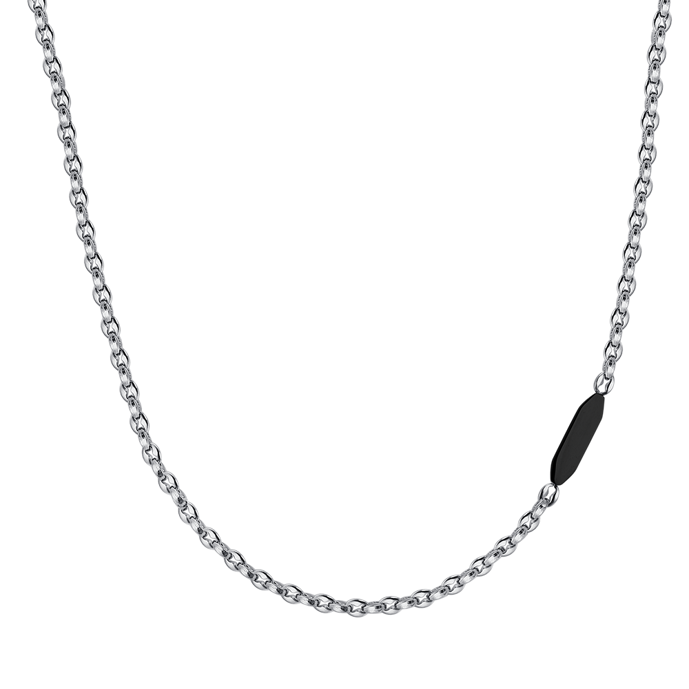 COLLAR DE HOMBRE DE ACERO CON ELEMENTO IP NEGRO