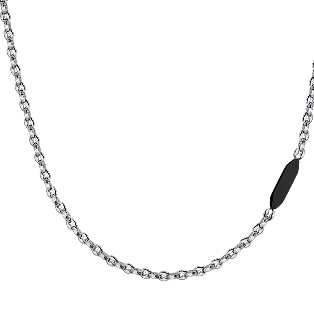 COLLAR DE HOMBRE DE ACERO CON ELEMENTO IP NEGRO