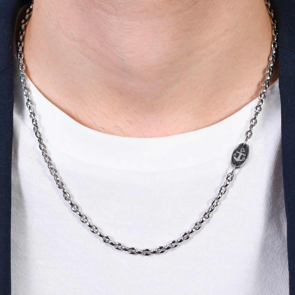 COLLAR DE ACERO PARA HOMBRE CON ANCLA