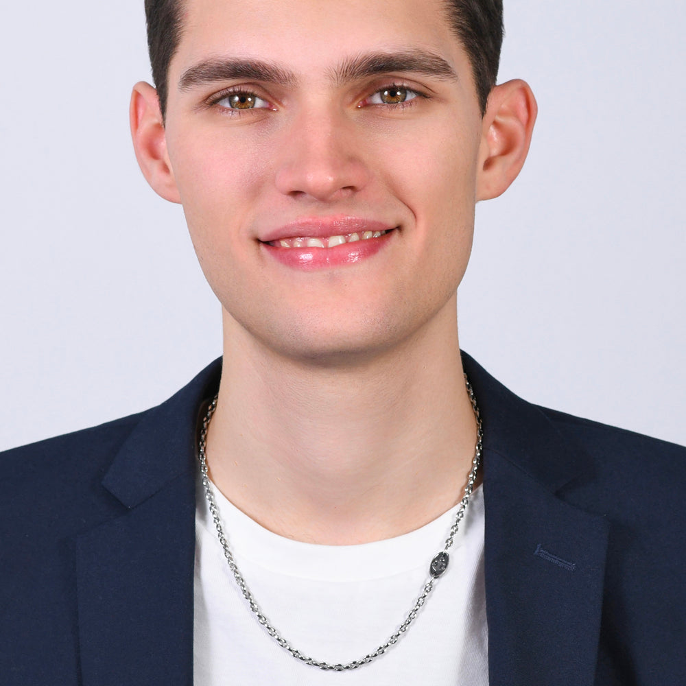 COLLAR DE ACERO PARA HOMBRE CON ANCLA