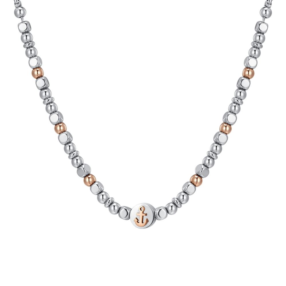 ANCLA DE ACERO IP COLLAR DE ORO ROSA