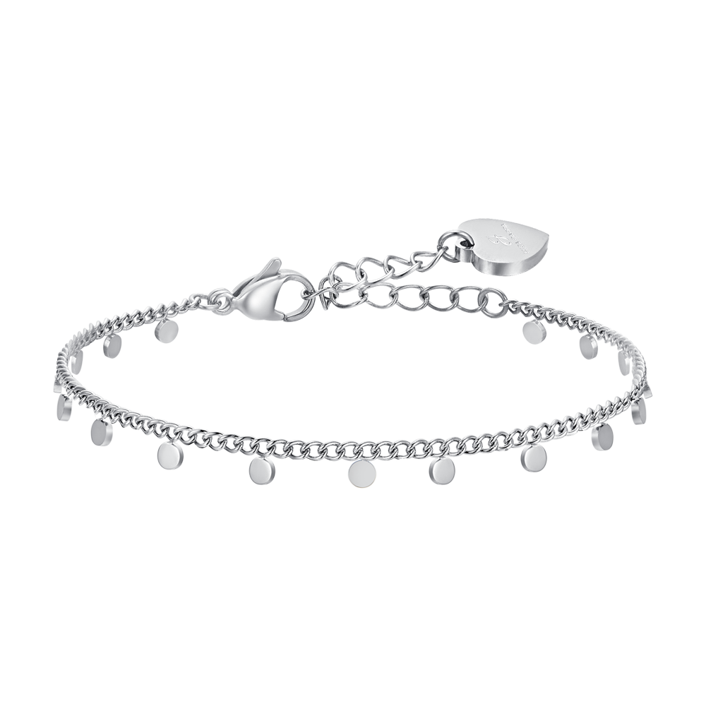 TOBILLERA DE ACERO CON AROS PARA MUJER