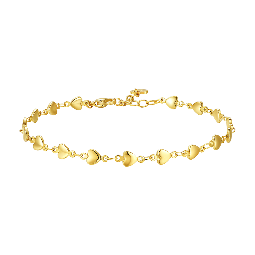 CAVIGLIERA DONNA IN ACCIAIO IP GOLD CON CUORI