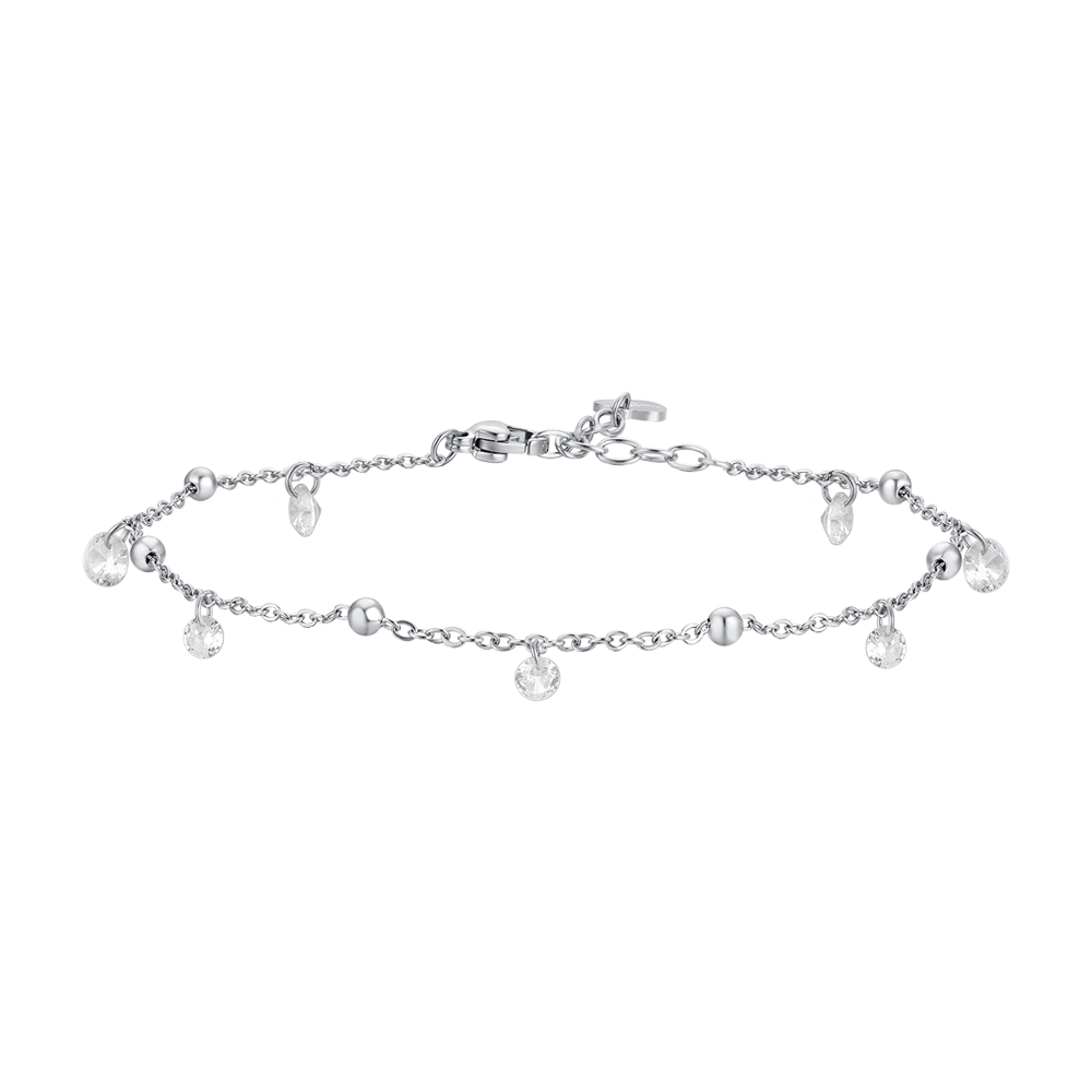 CAVIGLIERA DONNA IN ACCIAIO CON ZIRCONI BIANCHI