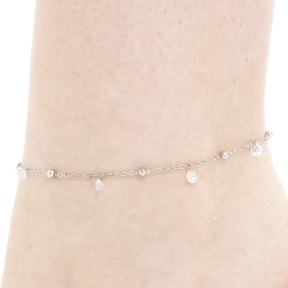 CAVIGLIERA DONNA IN ACCIAIO CON ZIRCONI BIANCHI