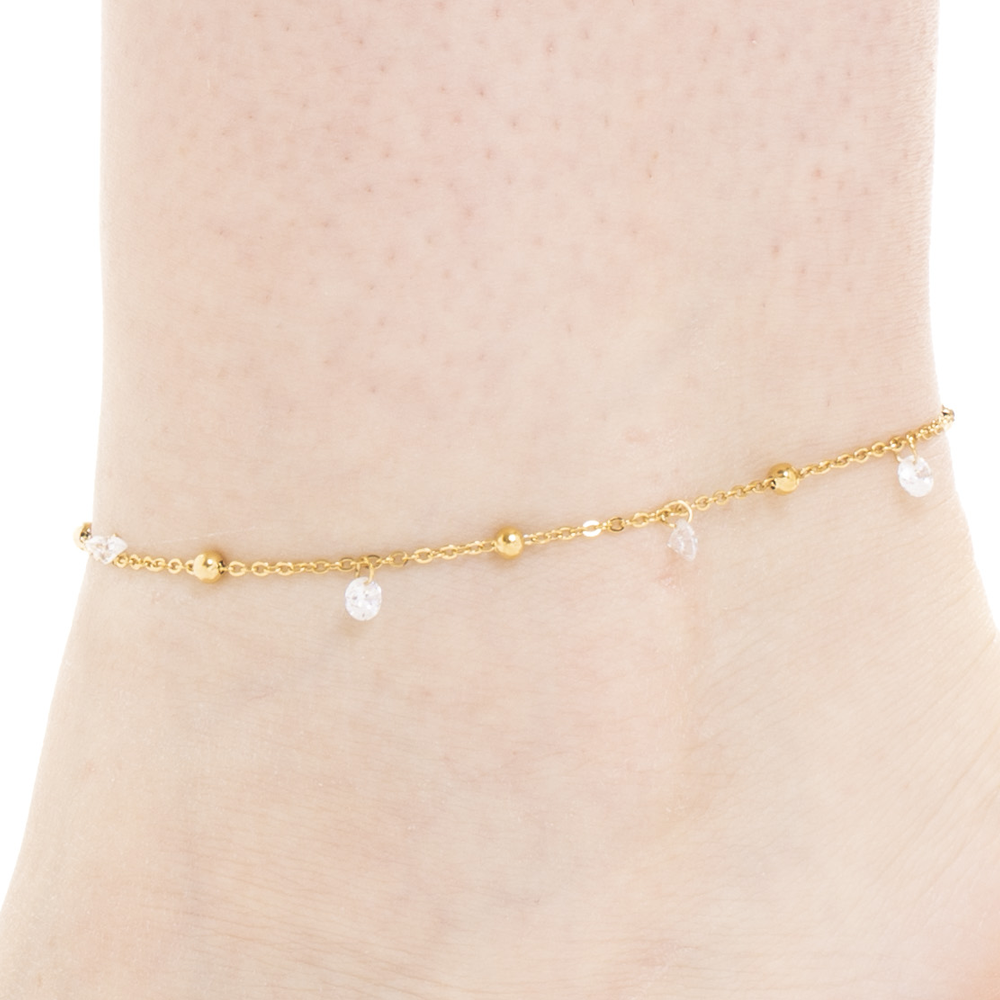 CAVIGLIERA DONNA IN ACCIAIO IP GOLD CON ZIRCONI BIANCHI