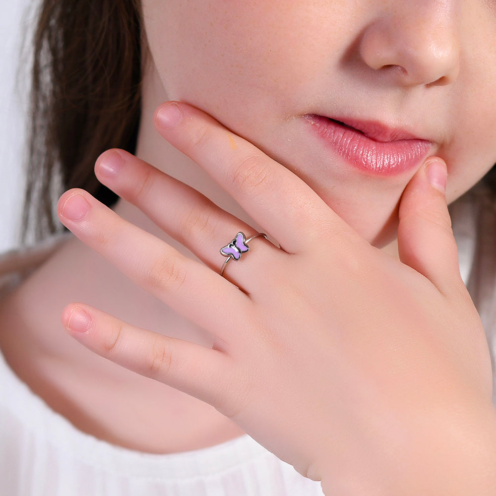 ANILLO NIÑA ACERO ESMALTADO VIOLETA