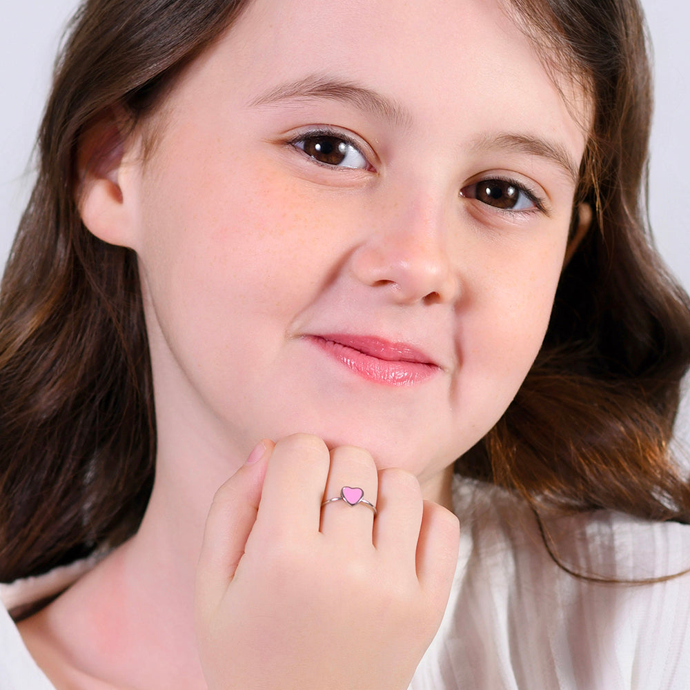 ANILLO DE NIÑA DE ACERO CON CORAZÓN