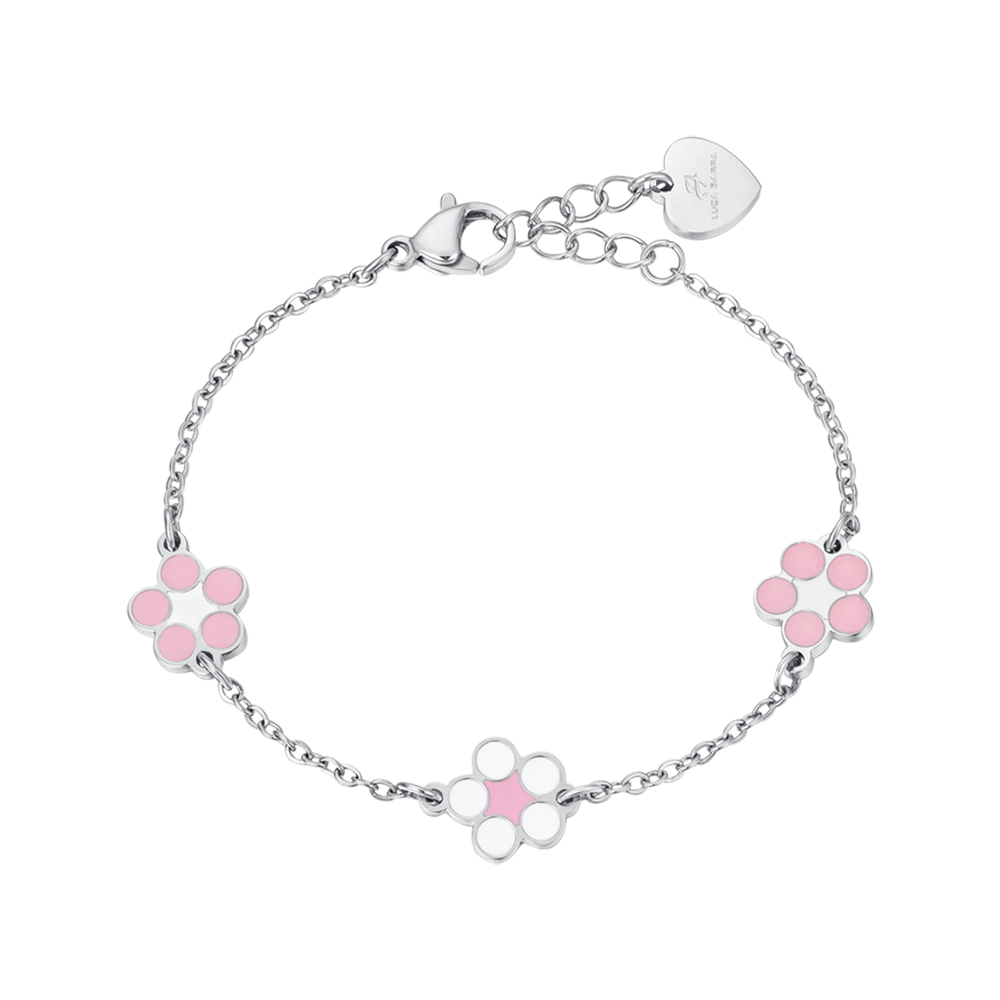 PULSERA DE ACERO NIÑA CON FLORES