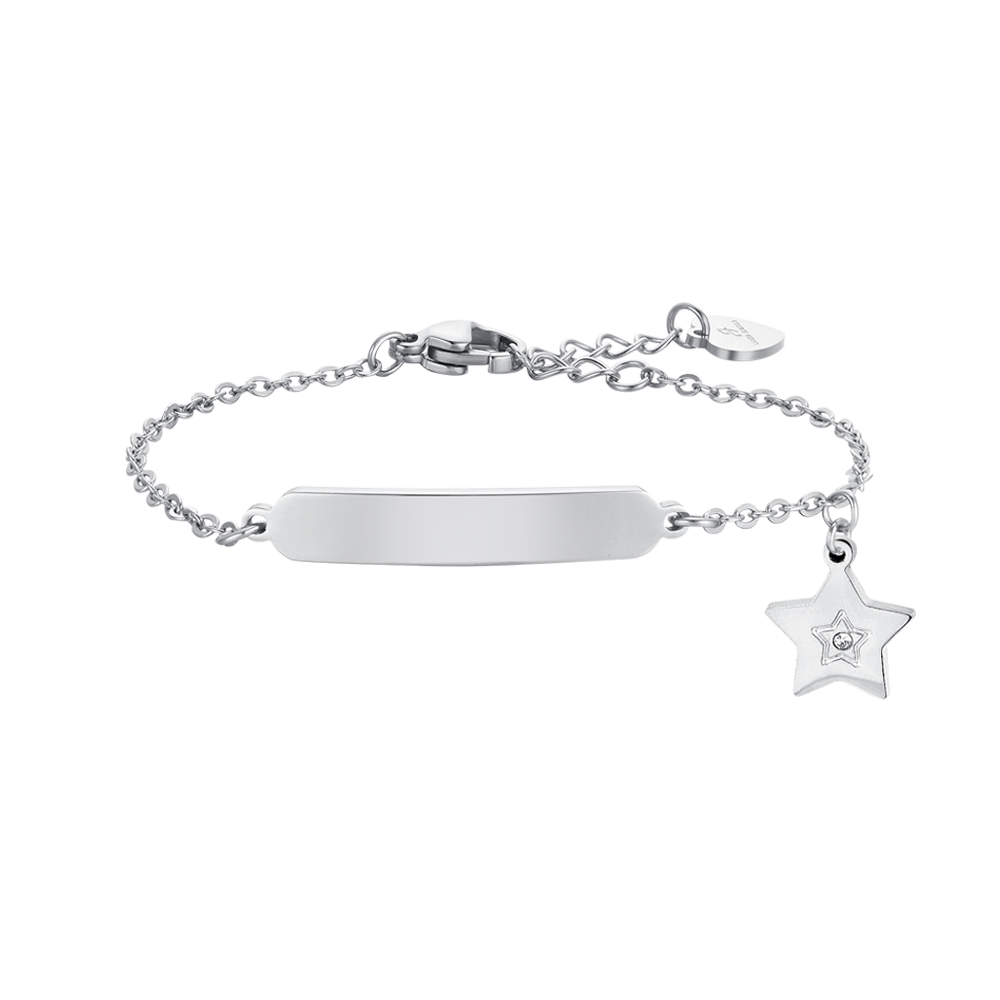 PULSERA DE ACERO NIÑA CON ESTRELLA Y PLACA