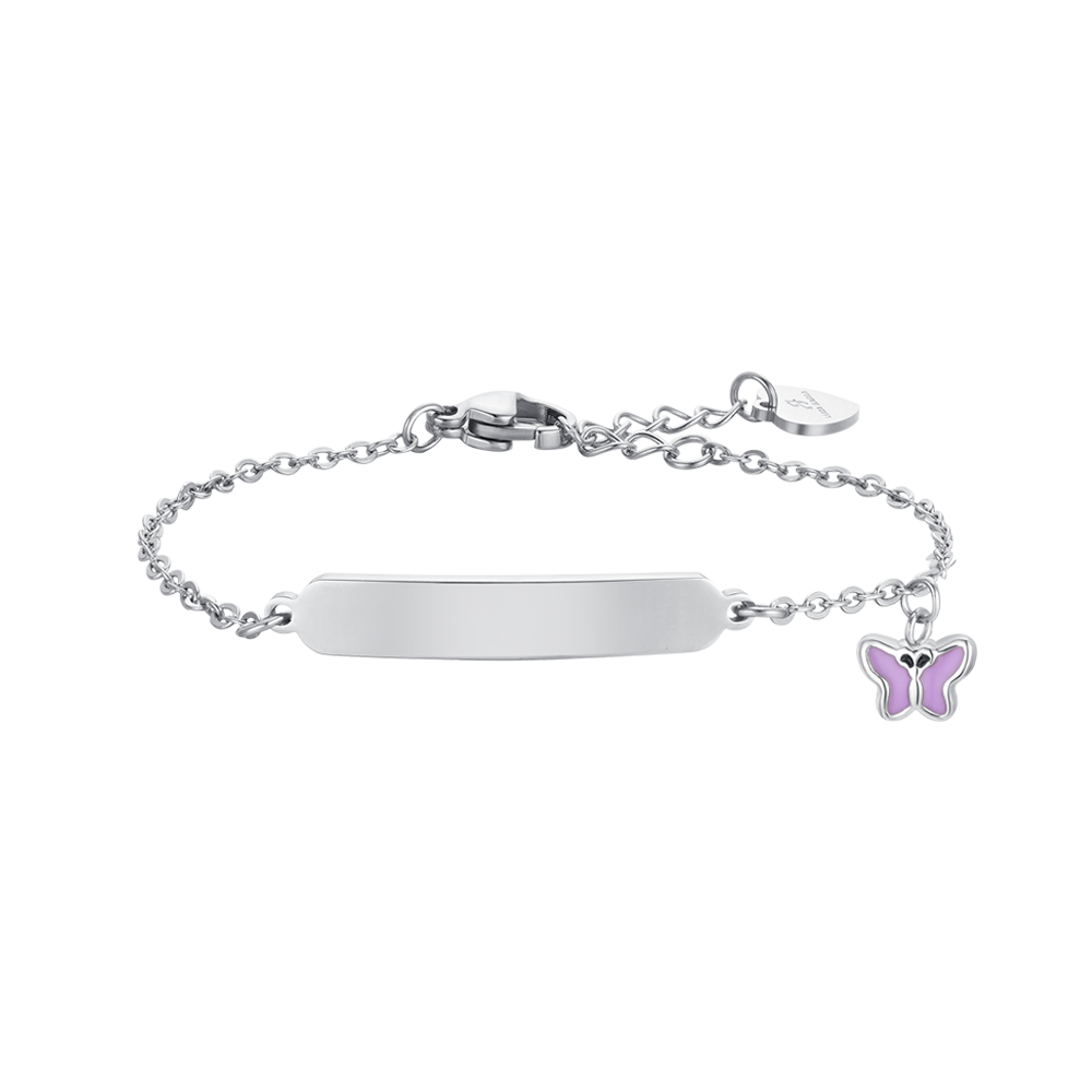 PULSERA DE ACERO Y CHAPA ESMALTADA VIOLETA