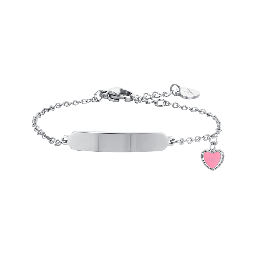 PULSERA DE ACERO NIÑA CON CORAZÓN Y PLACA