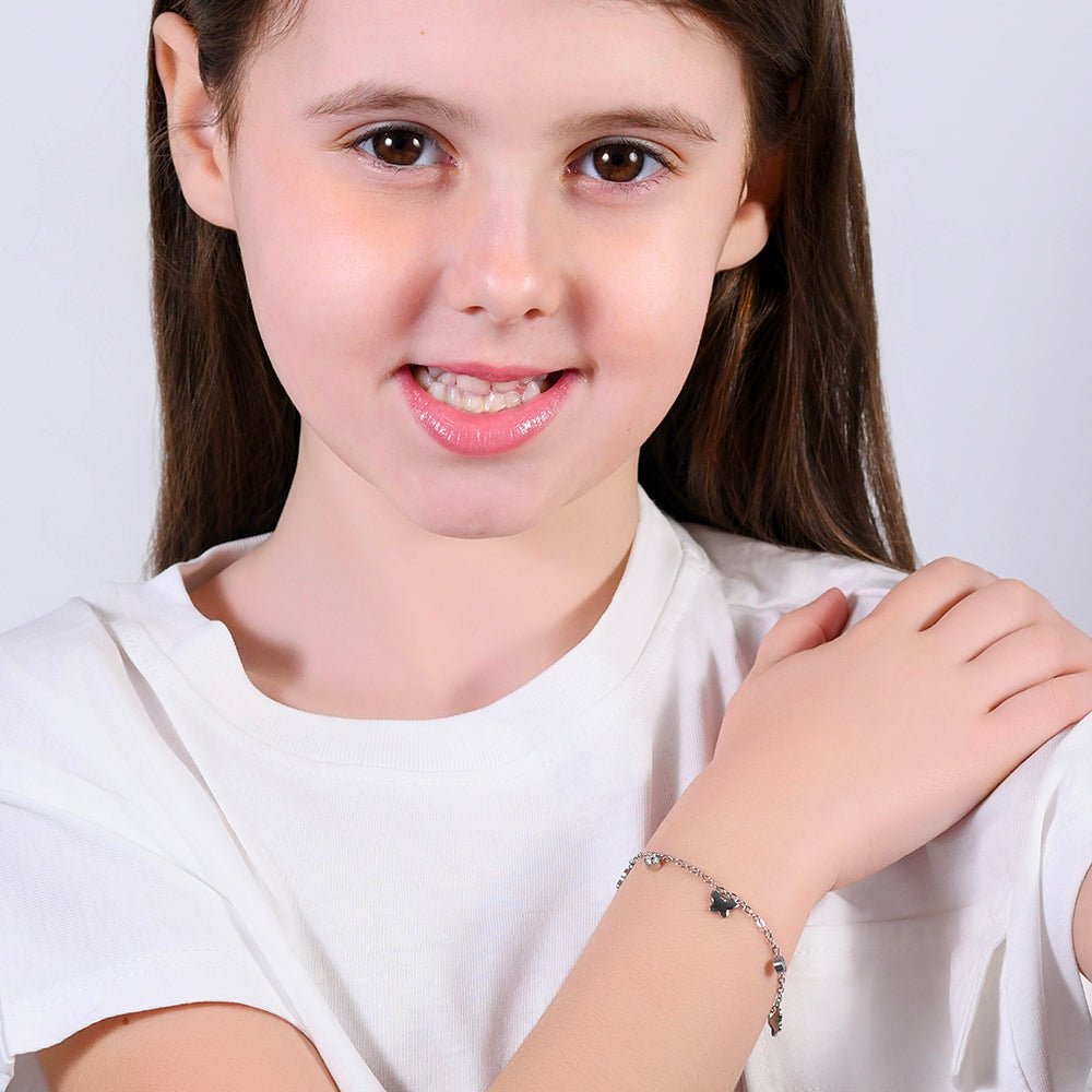 PULSERA DE ACERO PARA NIÑA CON MARIPOSAS