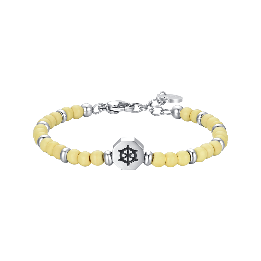 PULSERA RUDDER BABY DE ACERO CON PIEDRAS AMARILLAS