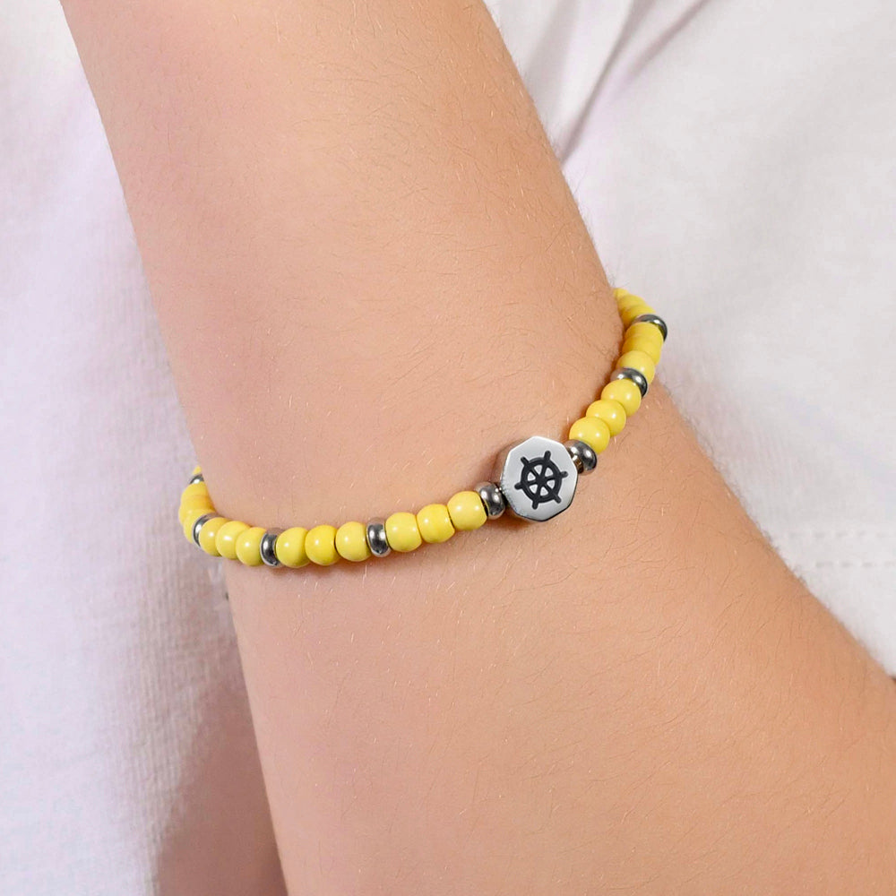 PULSERA RUDDER BABY DE ACERO CON PIEDRAS AMARILLAS