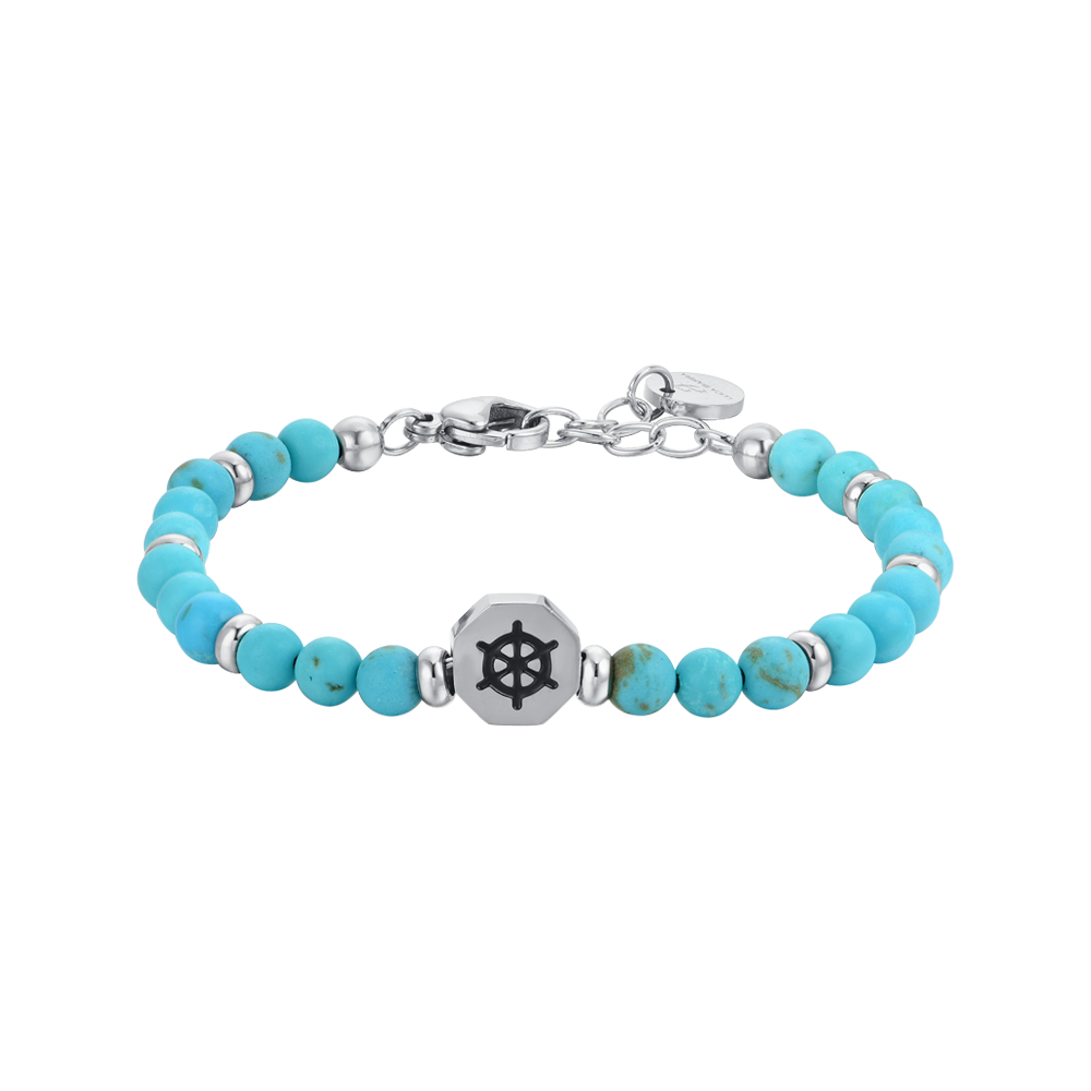 PULSERA BEBÉ DE ACERO CON PIEDRAS TURQUESA