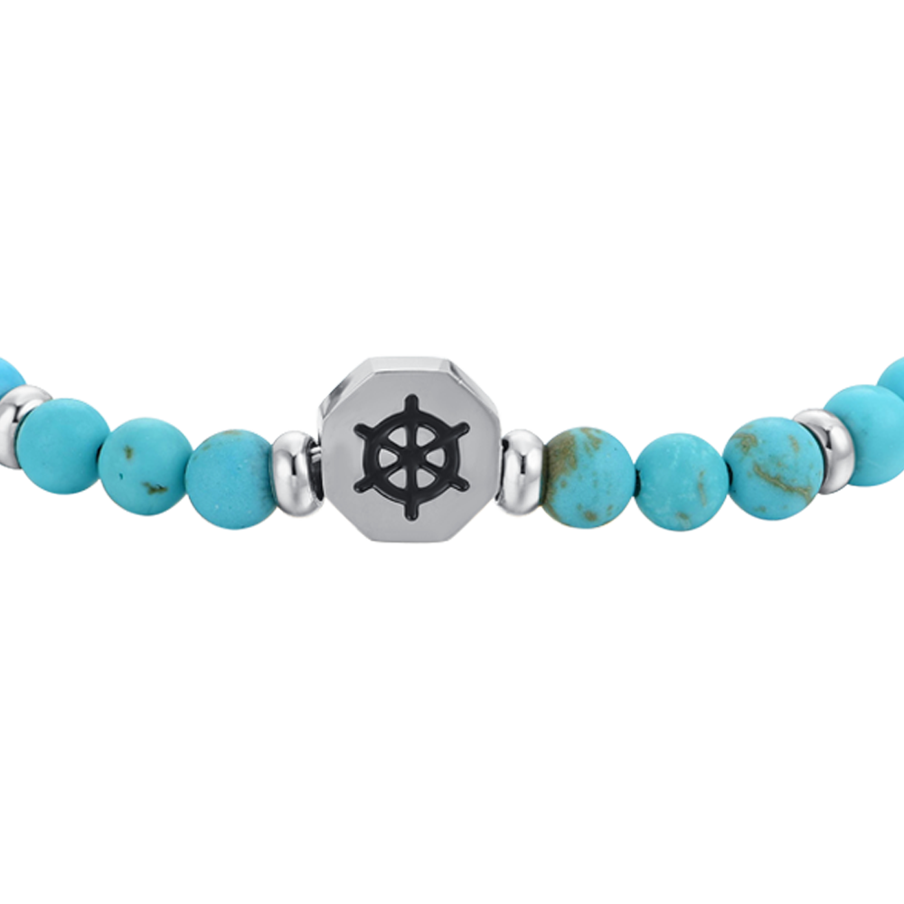 PULSERA BEBÉ DE ACERO CON PIEDRAS TURQUESA